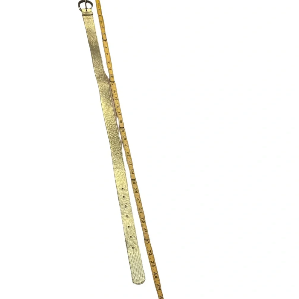 Philosophy di Alberta Ferretti Gold Embossed‎ Leather Belt, Sixe 38 IT, Small